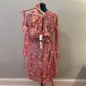NEW J.Crew Bikini & Coverup Set Pink Floral Size M & S